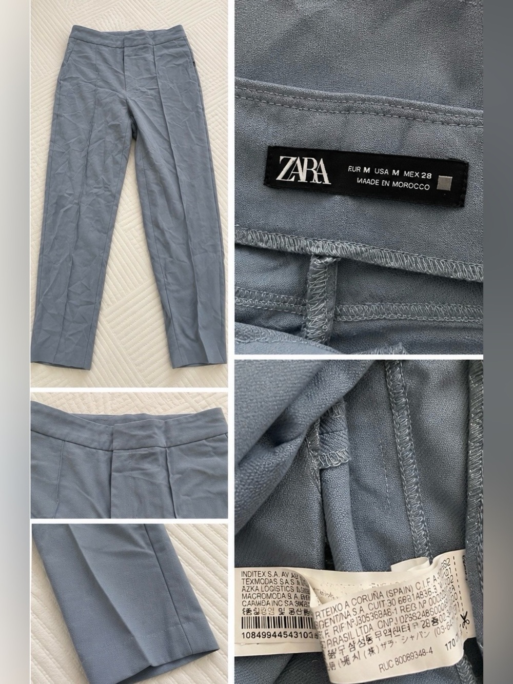 Zara Women's Straight Leg Trousers in Slate Blue-Gray